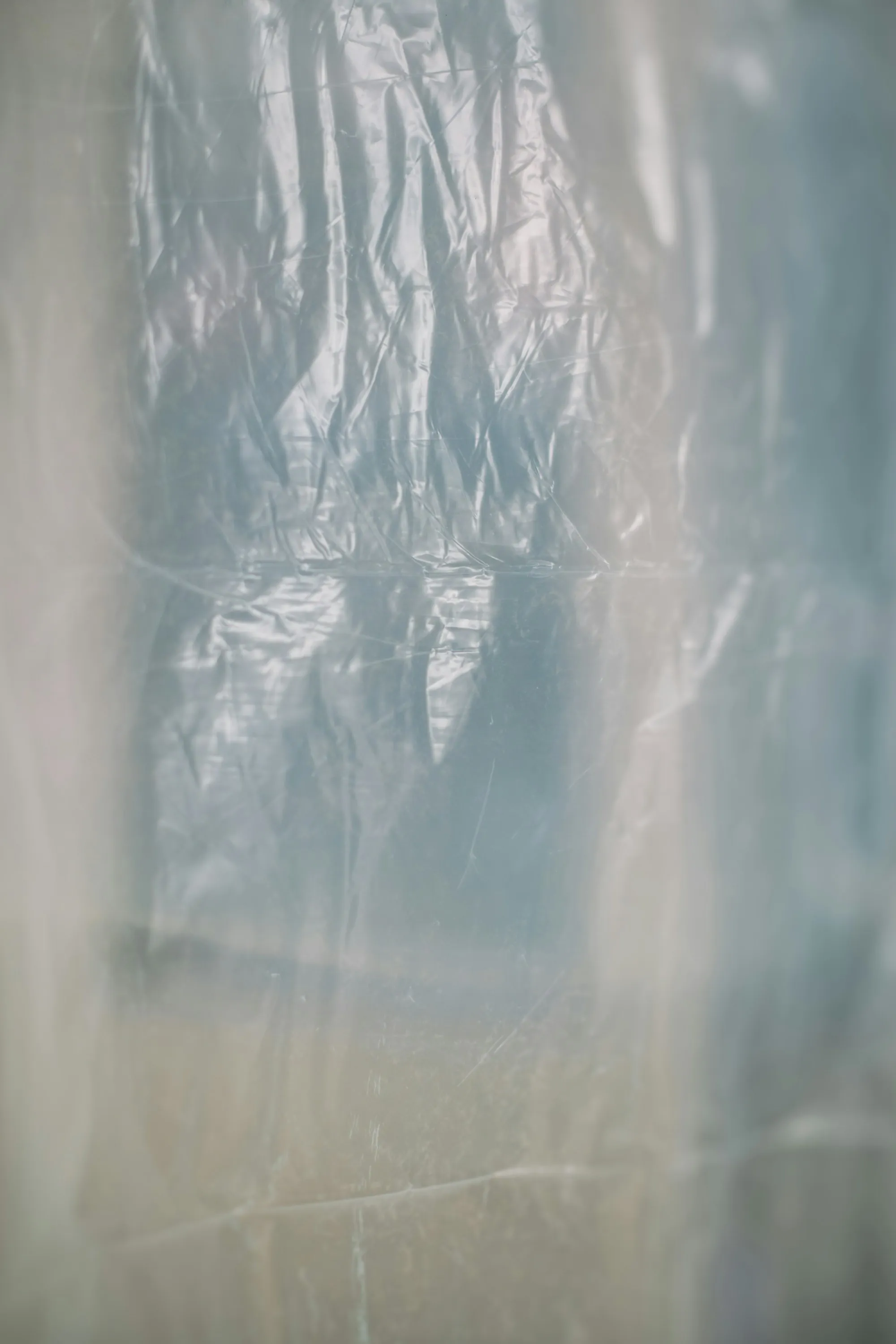 Translucent plastic sheeting sealing off a room
